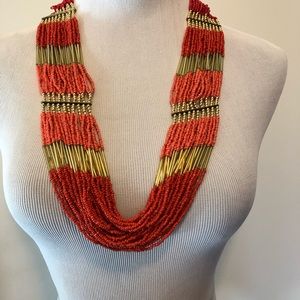 Shades of Orange Seed Bead Necklace